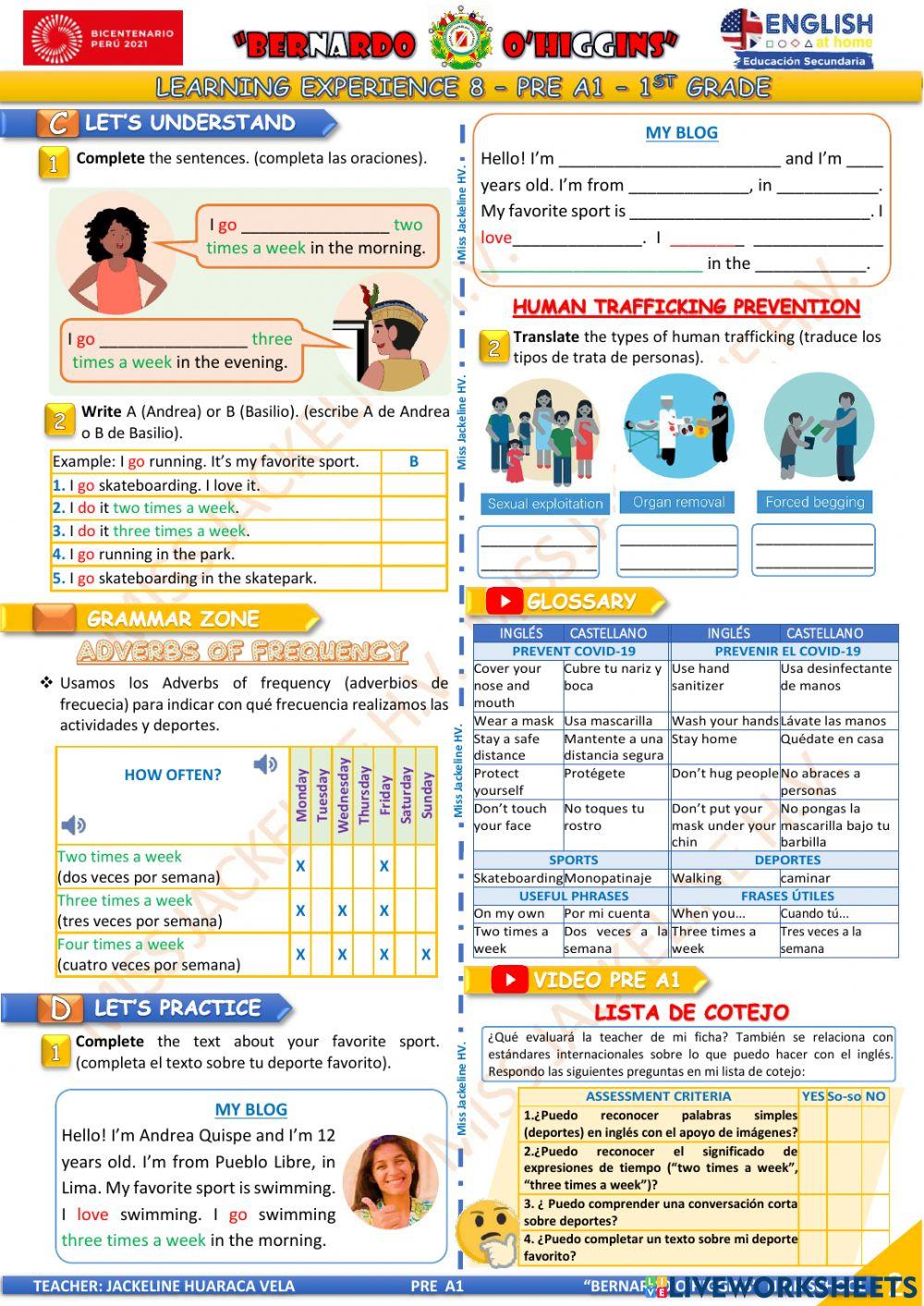 1° GRADO PRE A1 - EDA 8 - activity 1 - Aprendo en casa