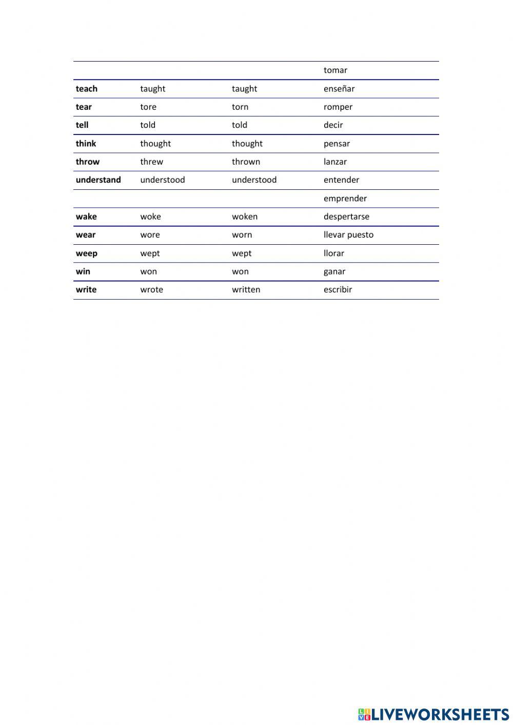 Irregular verbs