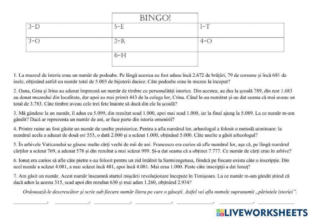 BINGO-matematică