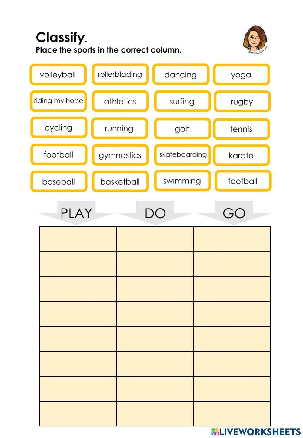 Sports. Go, do, play Sports. Go, do, play