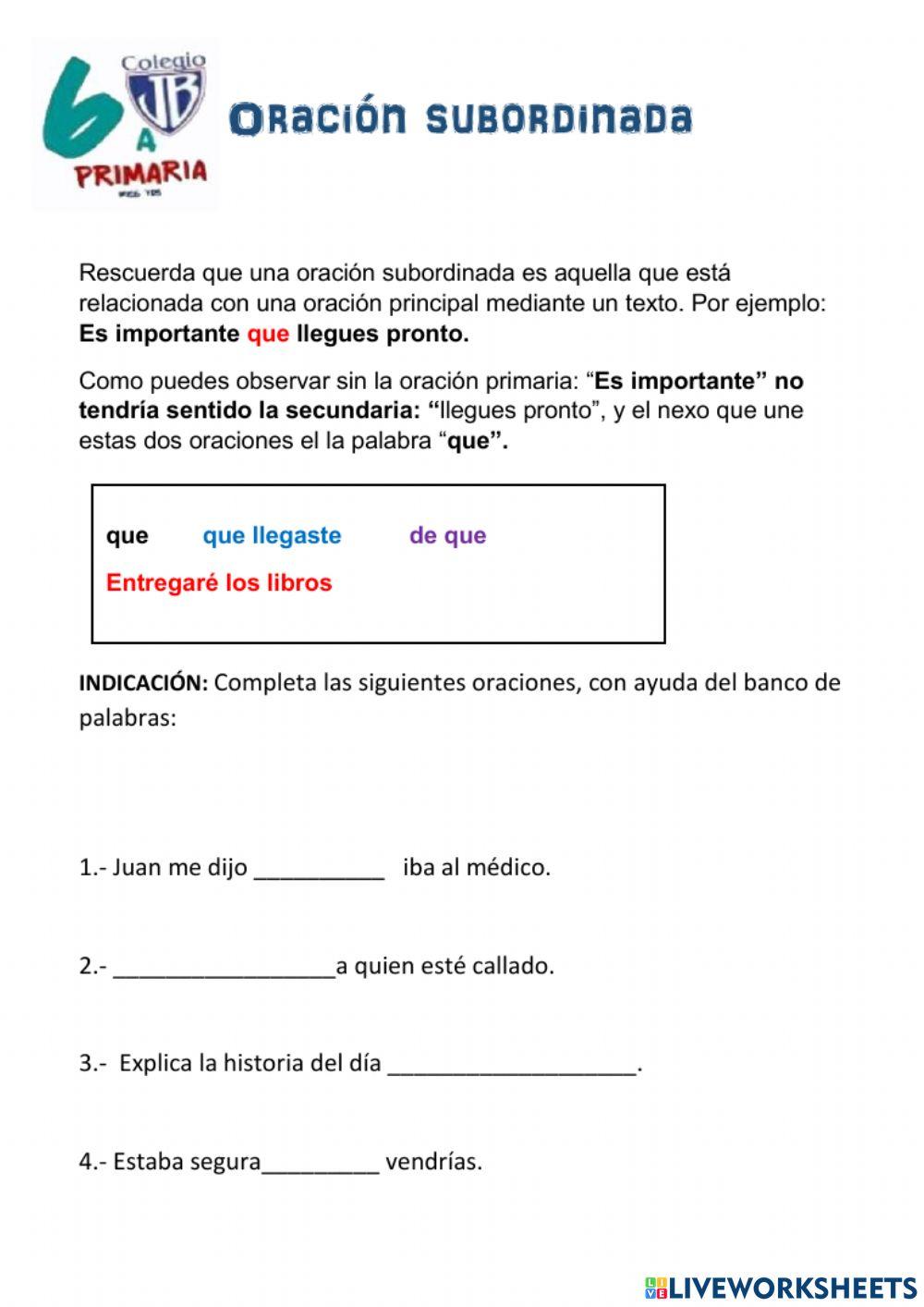 Oraciones subordinadas