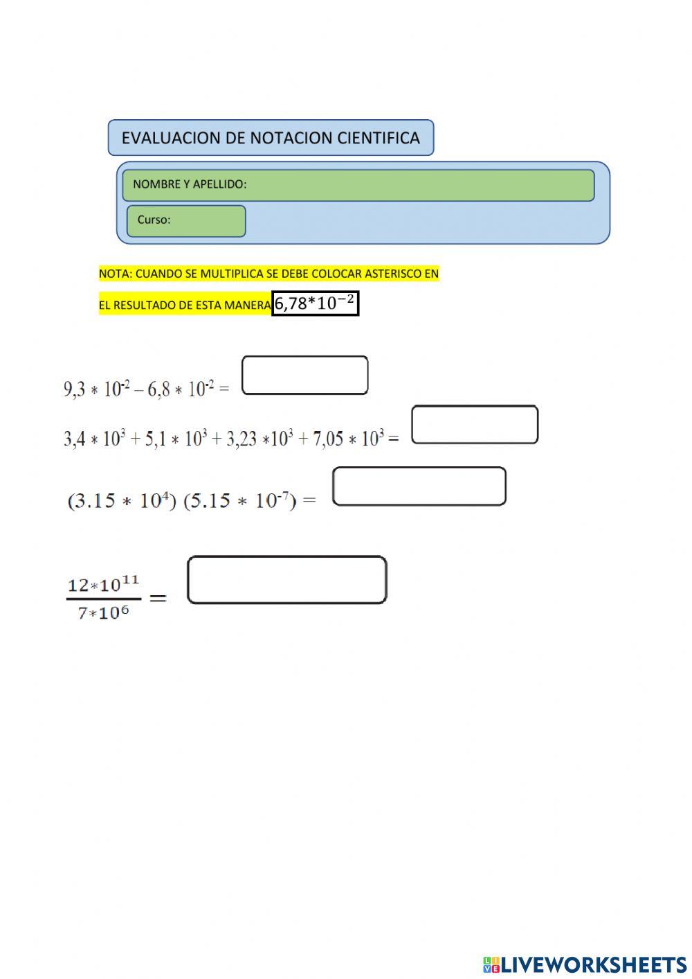 Notacion cientifica operaciones
