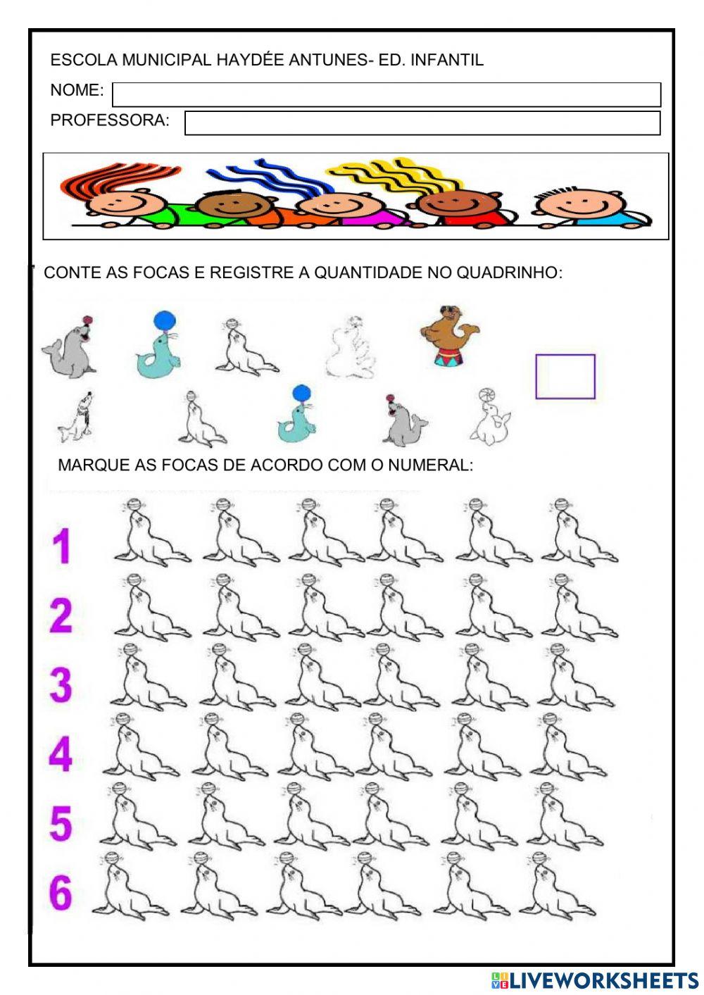 Registrar quantidades marcando o número de focas