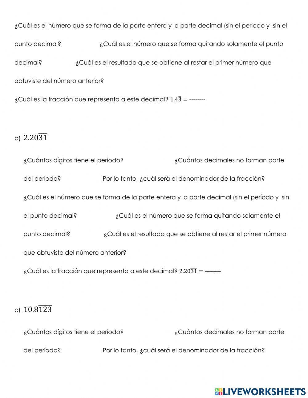 Conversión decimal periódico mixto a fracción
