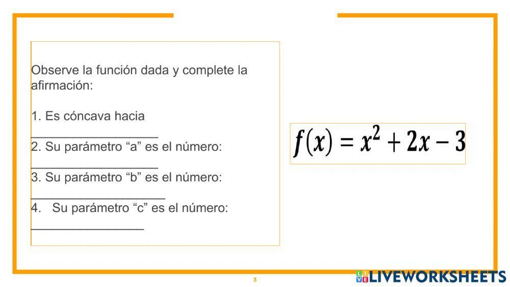 Parámetros de la función cuadrática