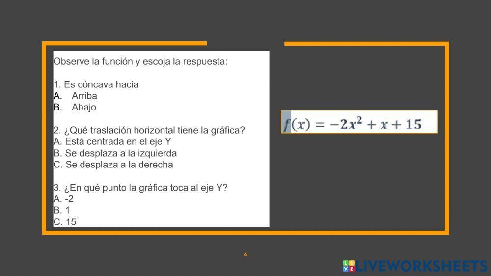 Parámetros de la función cuadrática