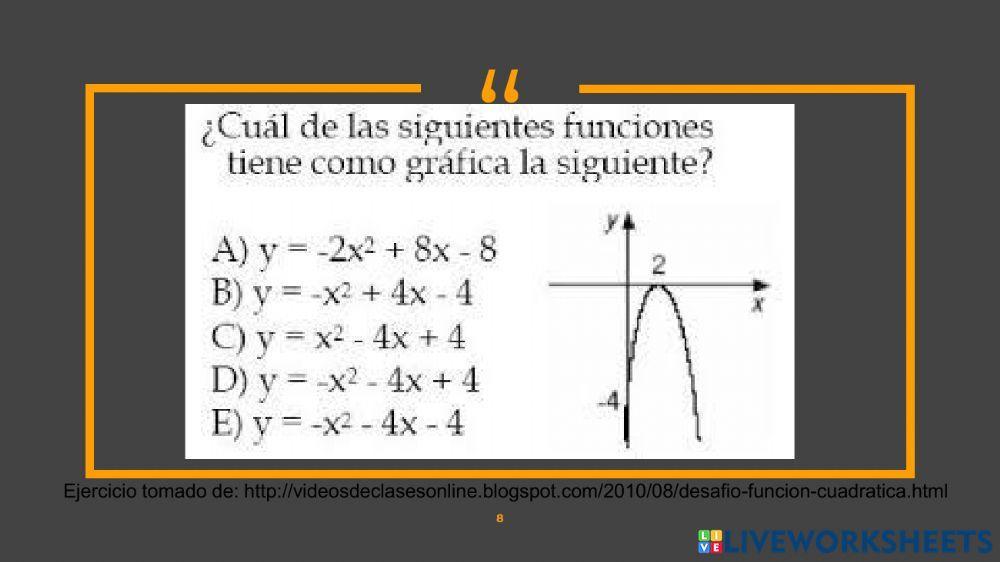Parámetros de la función cuadrática