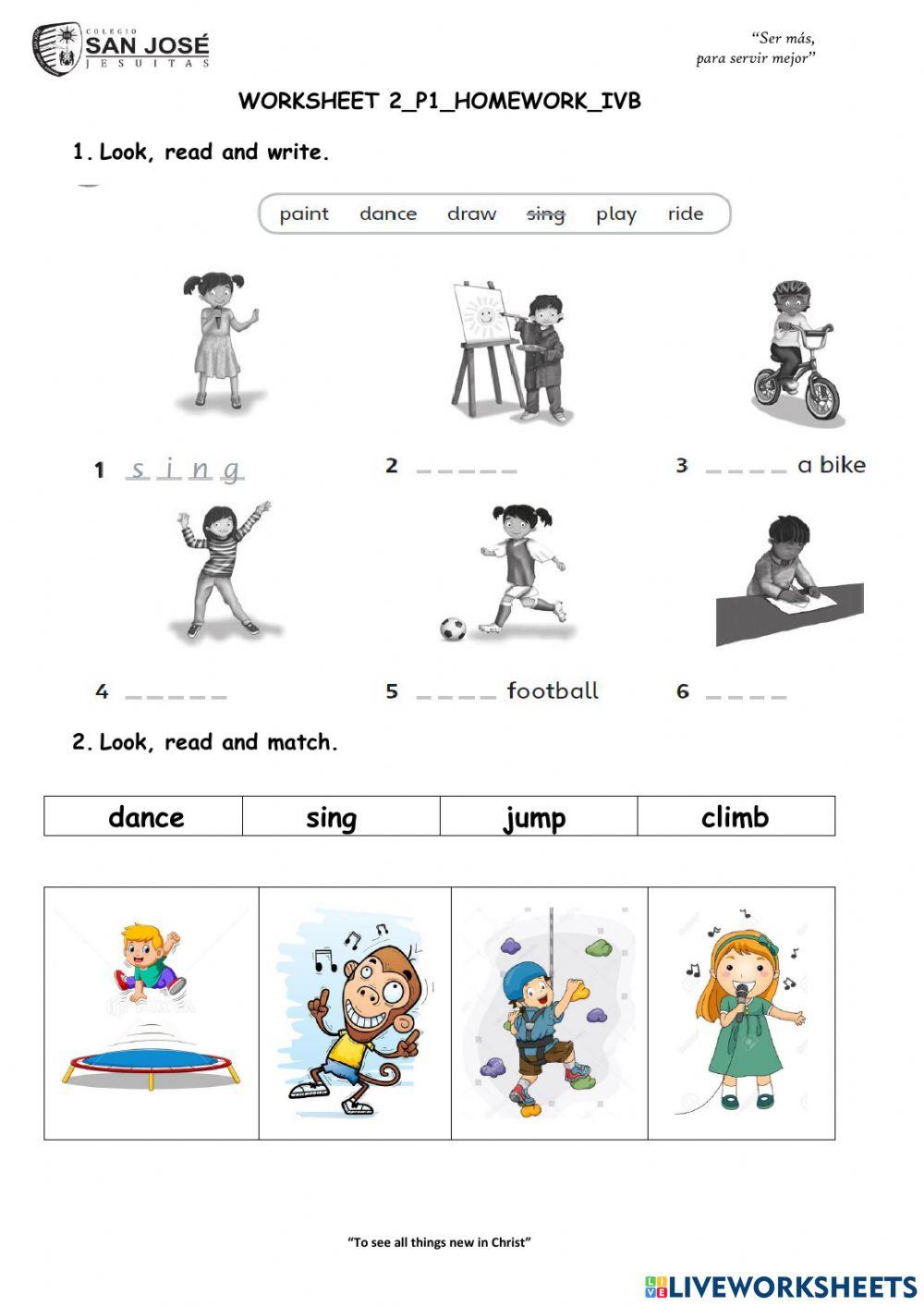 Actions vocabulary Unit 7