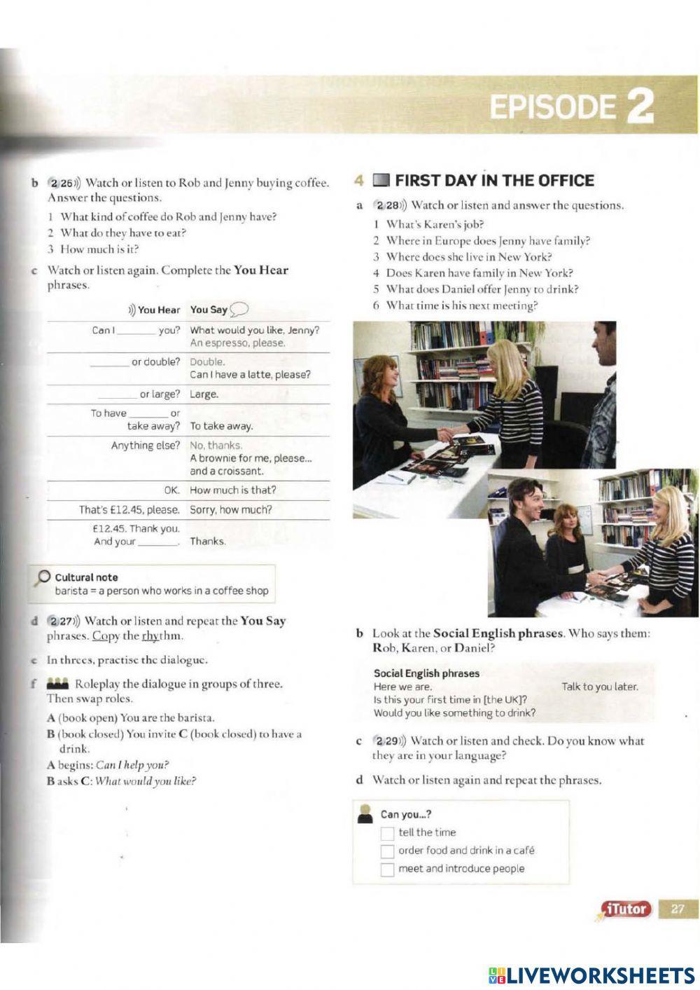 At a restaurant - In the office