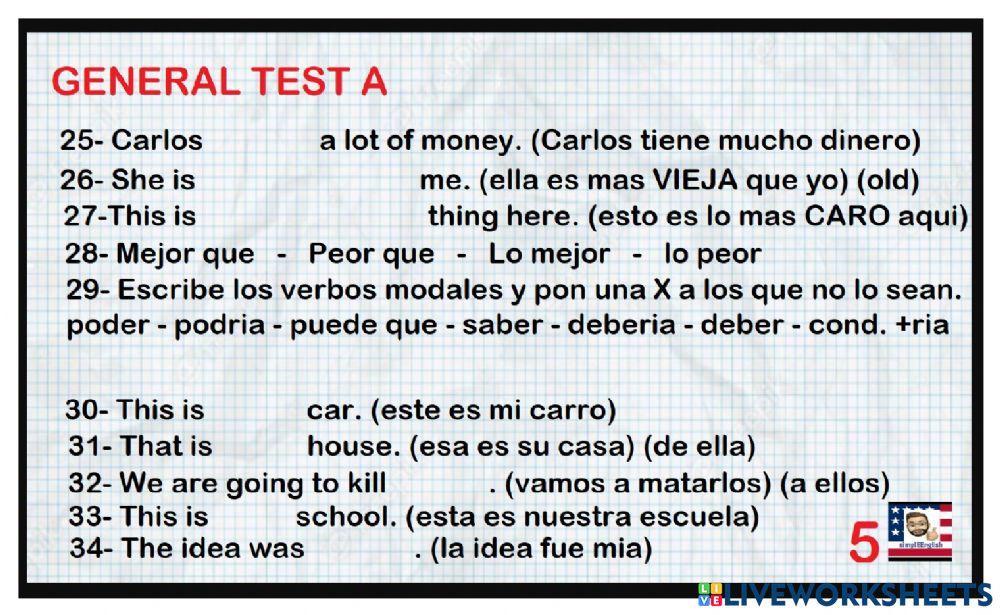 Test general ingles a