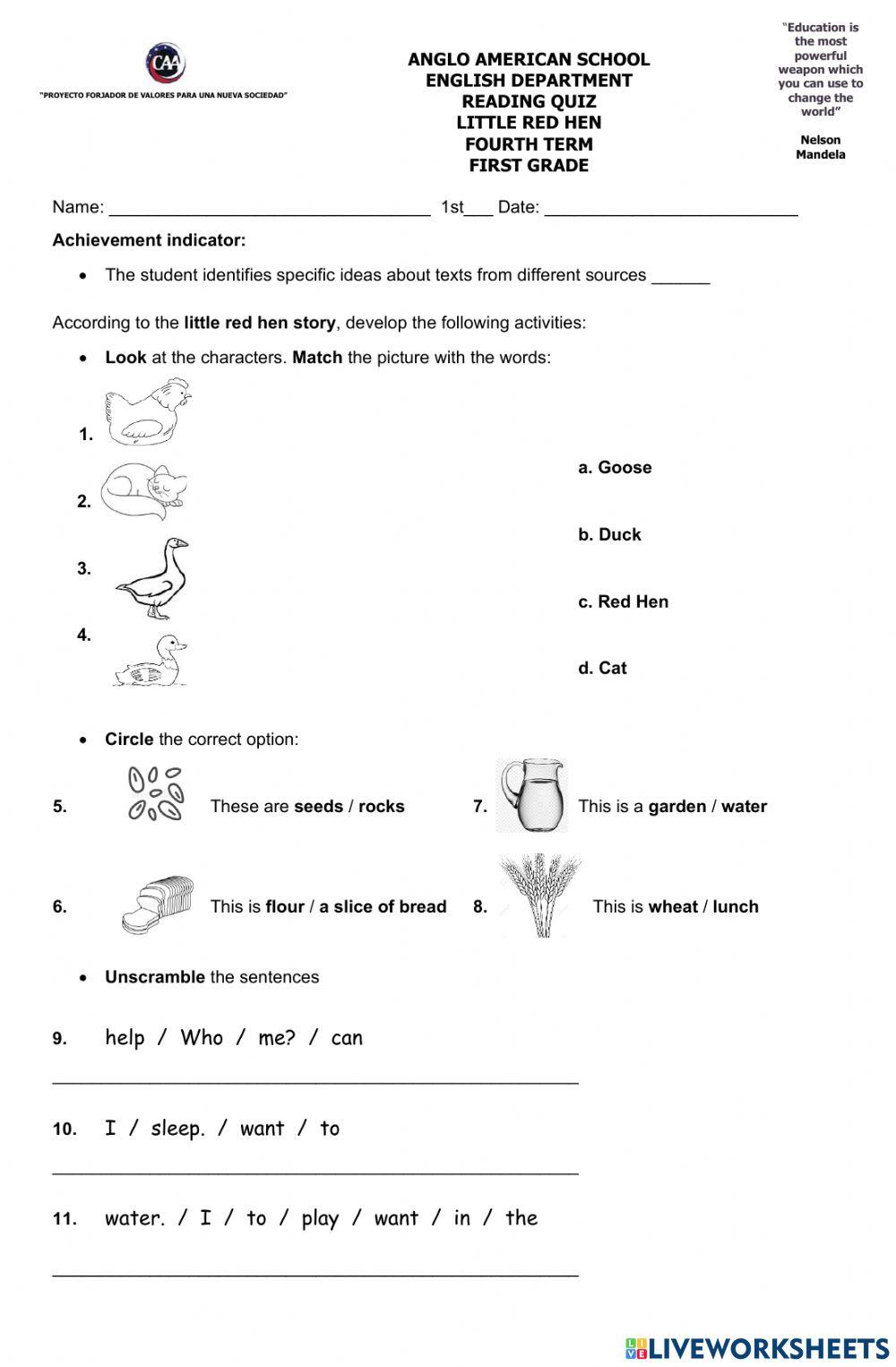 Little Red Hen 1st grade