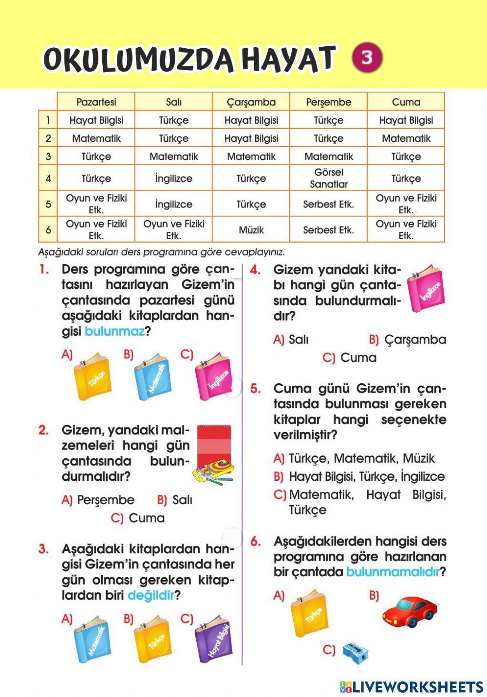Okulumuzda Hayat Test-3