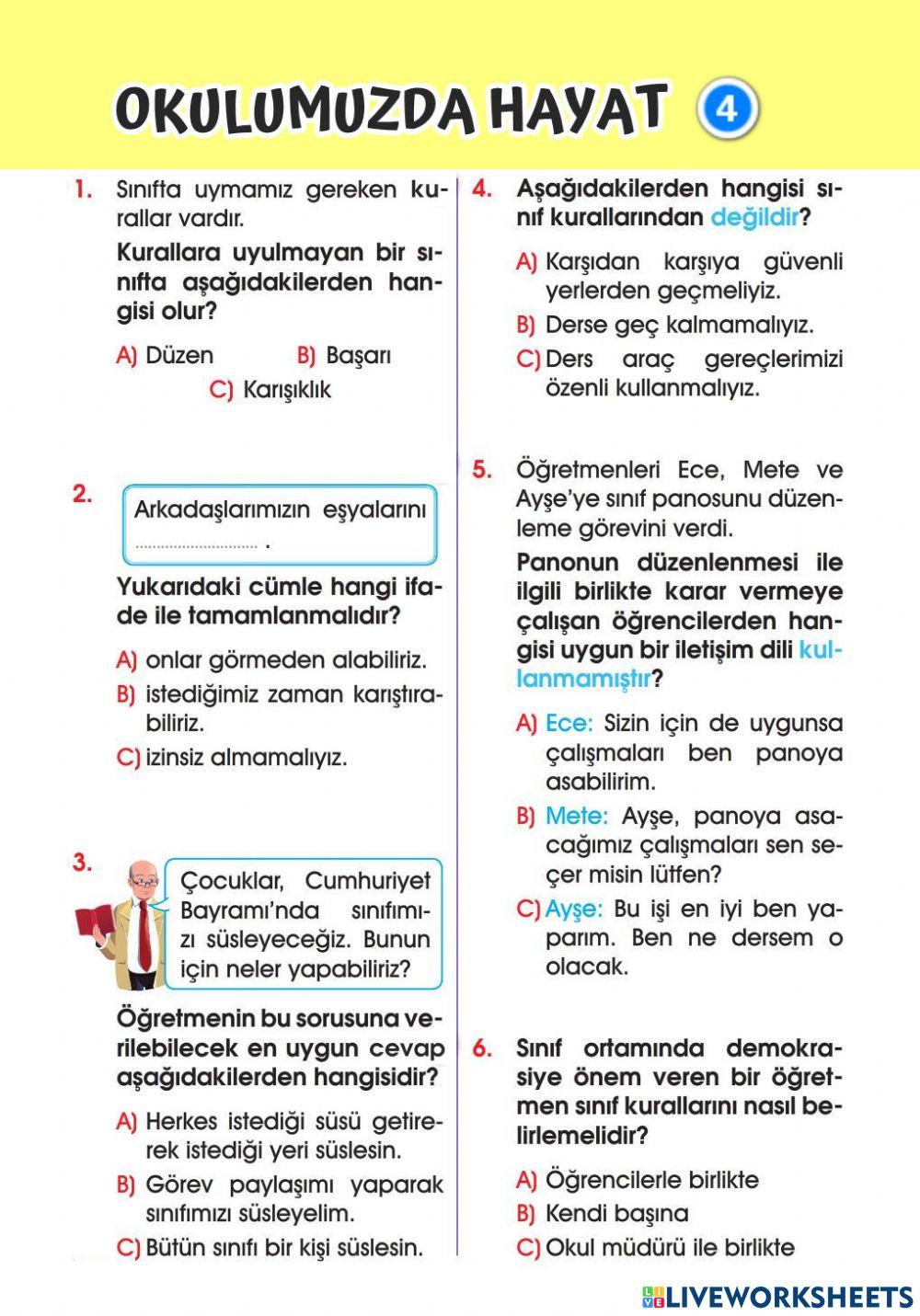Okulumuzda Hayat Test-4