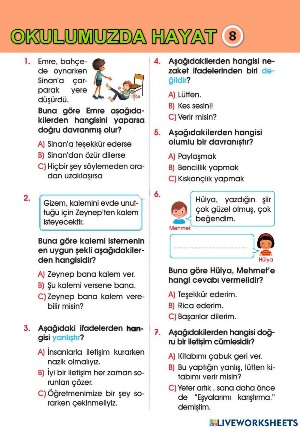 Okulumuzda Hayat Test-8