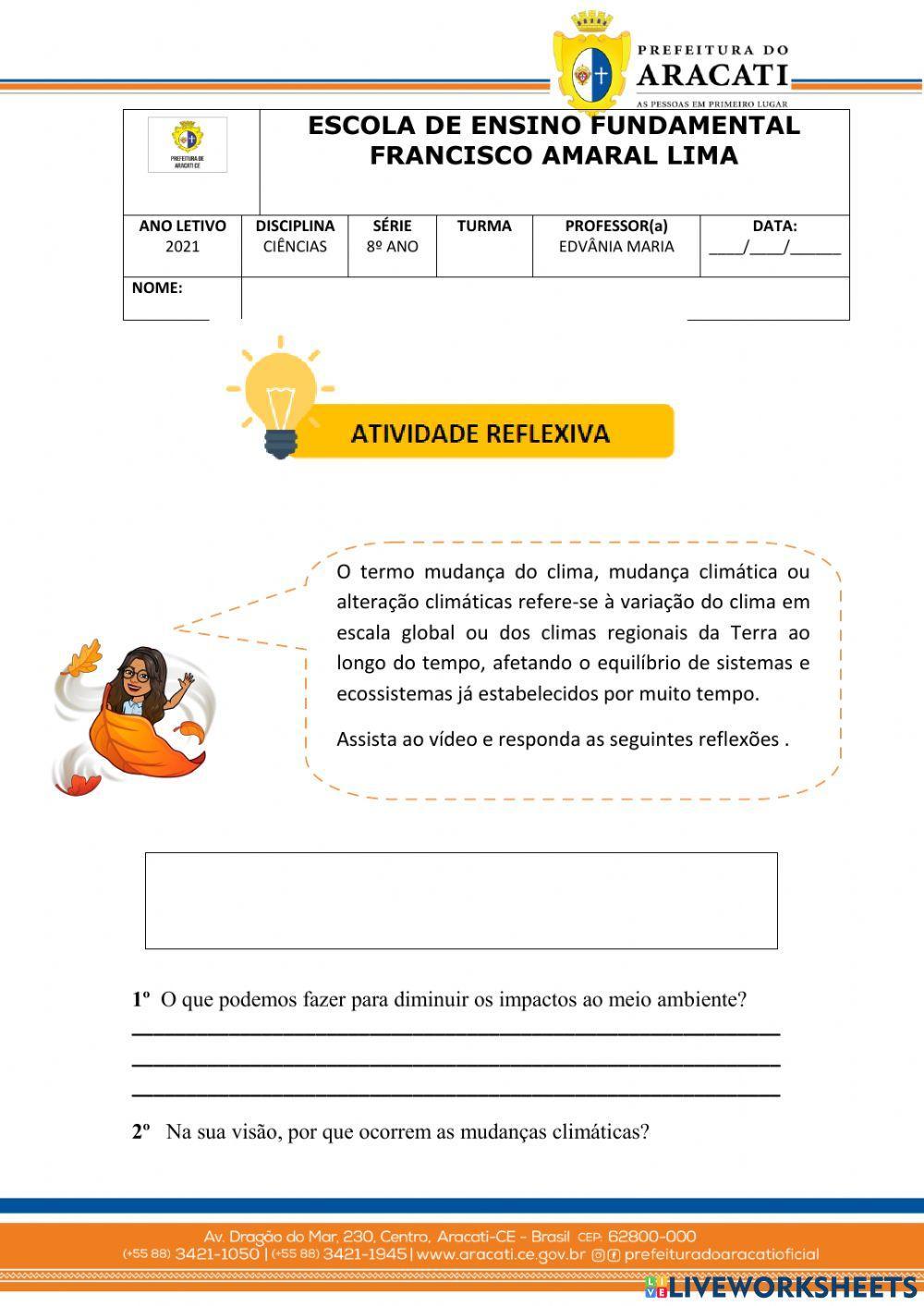 Atividade 8º anos- climas terrestres