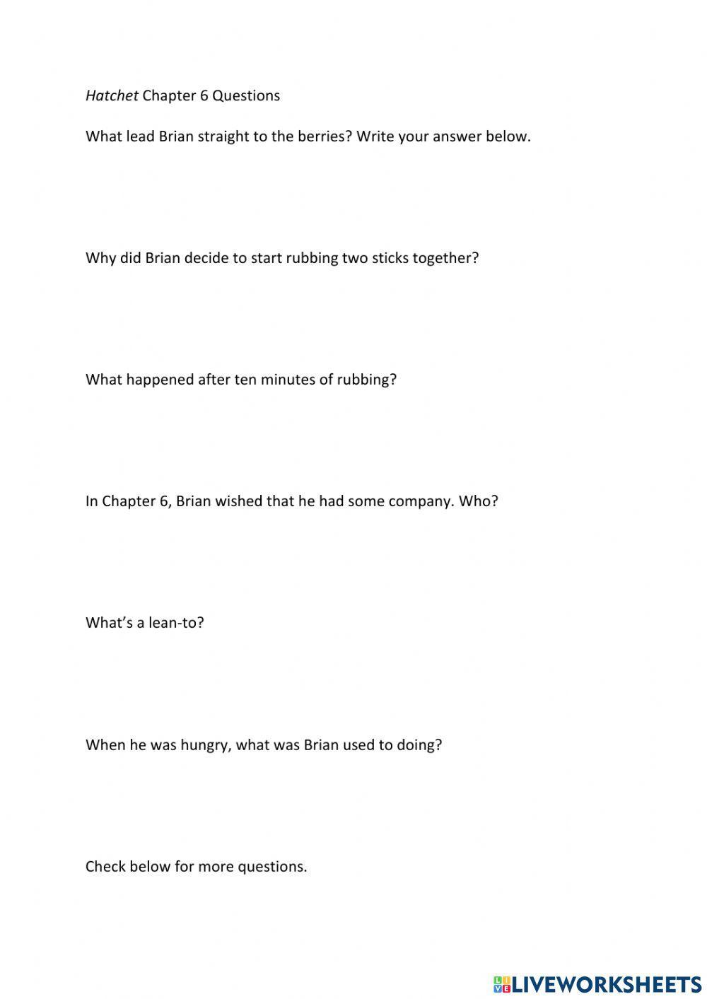 Hatchet Chapter 6 Questions