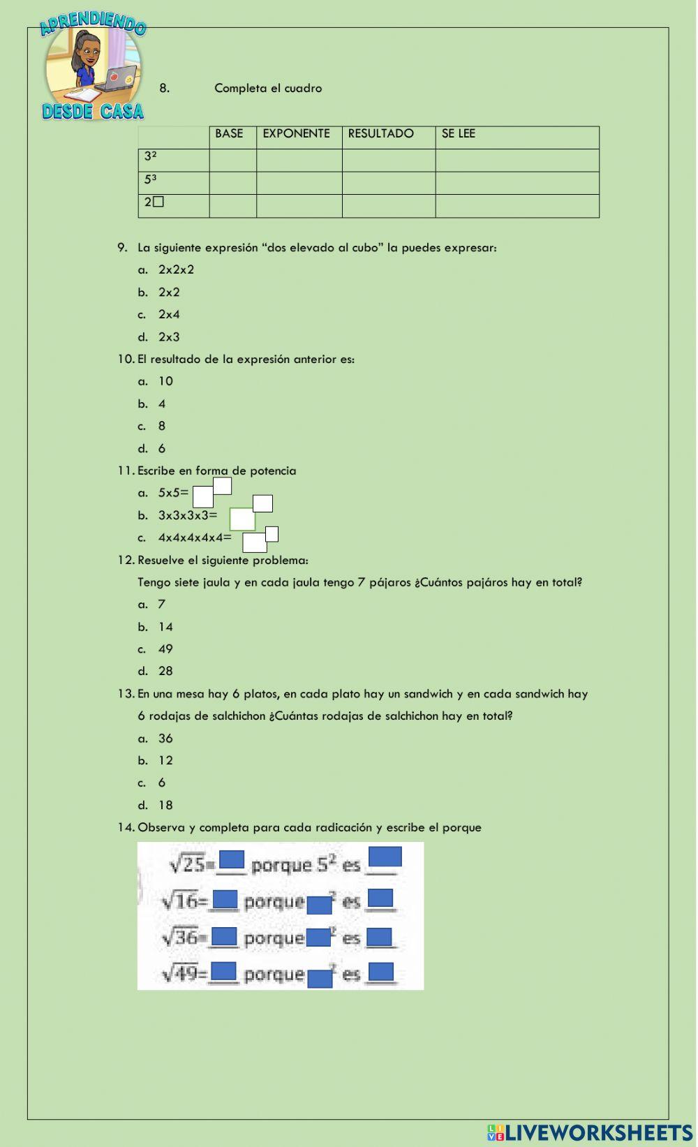 Evaluacion de matemáticas