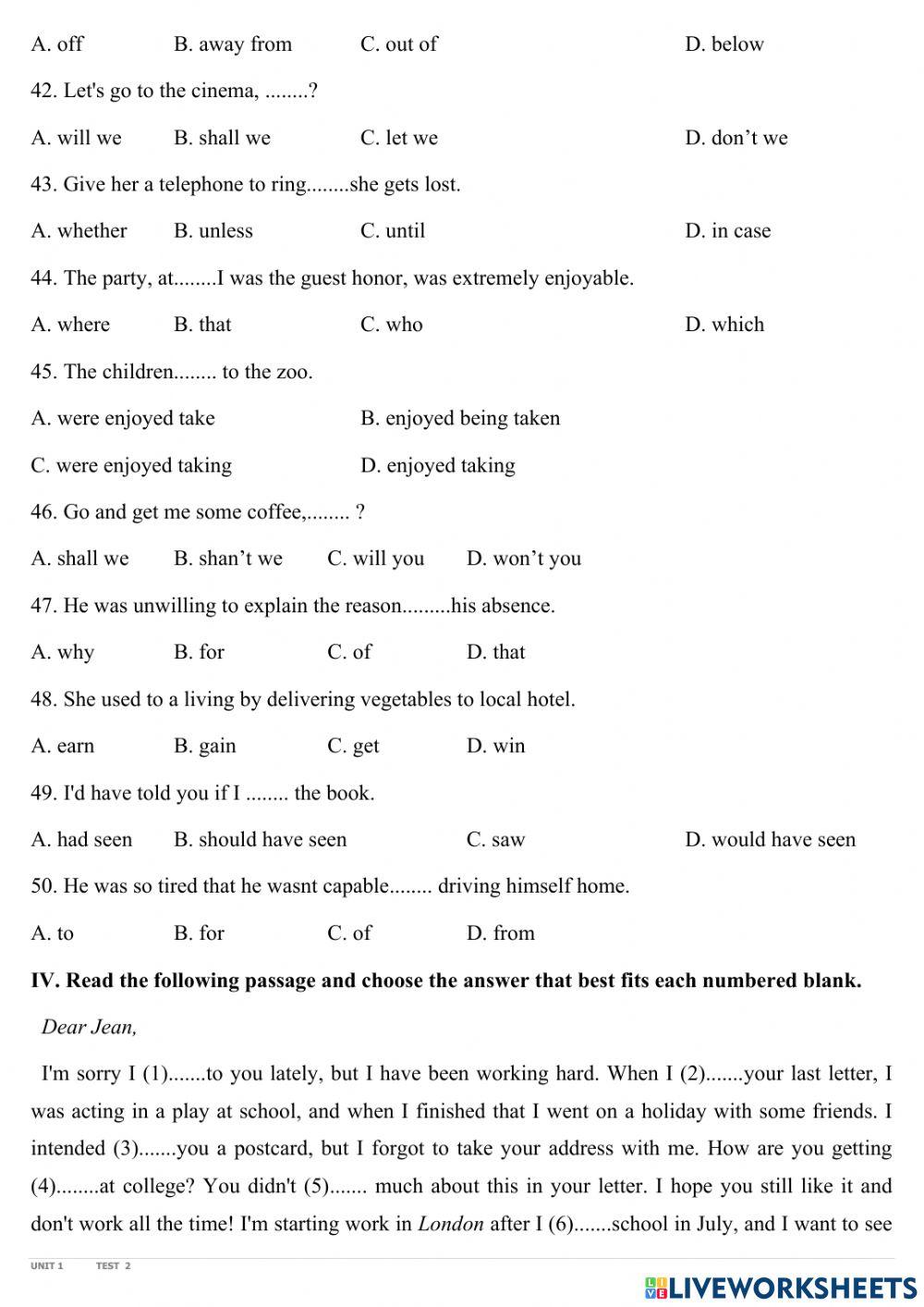 Unit 1 a visit from a pen pal