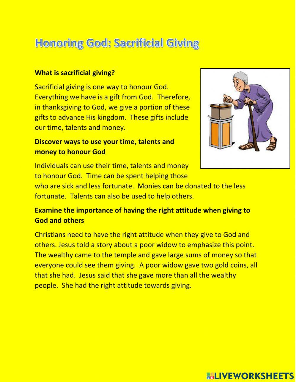 Sacrificial Giving Notes