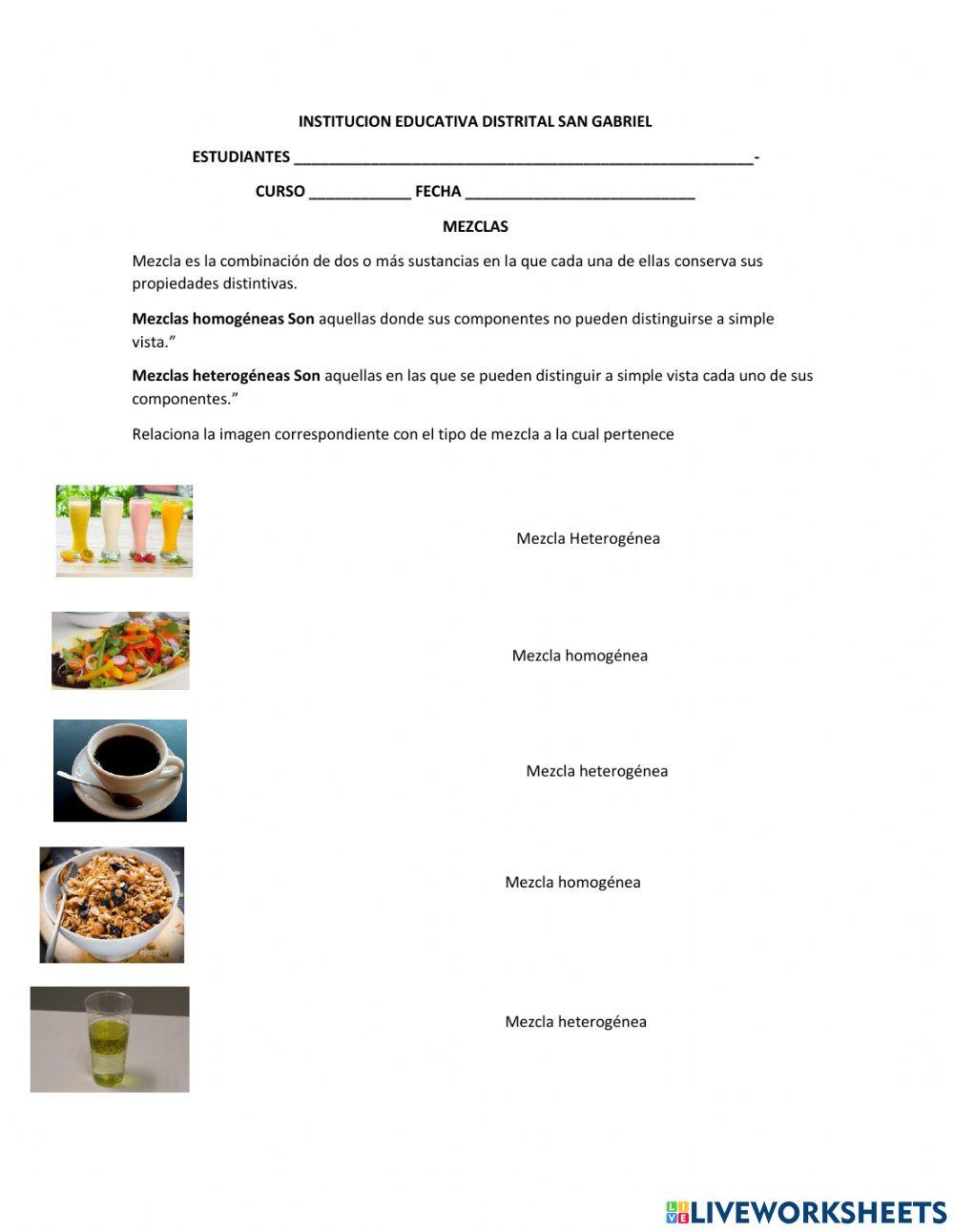 Mezclas y tipos de ,mezclas