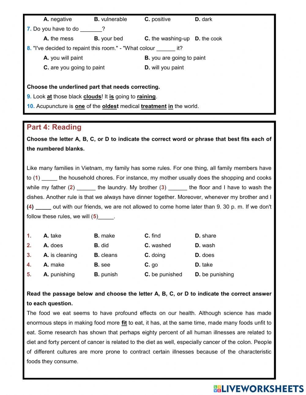 45 minute TEST 5 UNIT 1,2