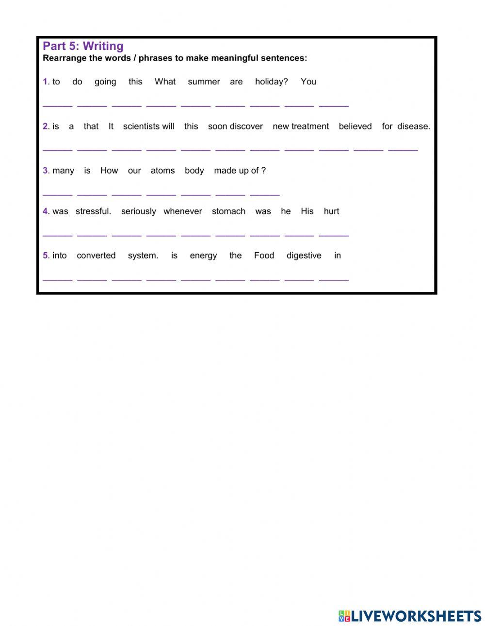 45 minute TEST 5 UNIT 1,2