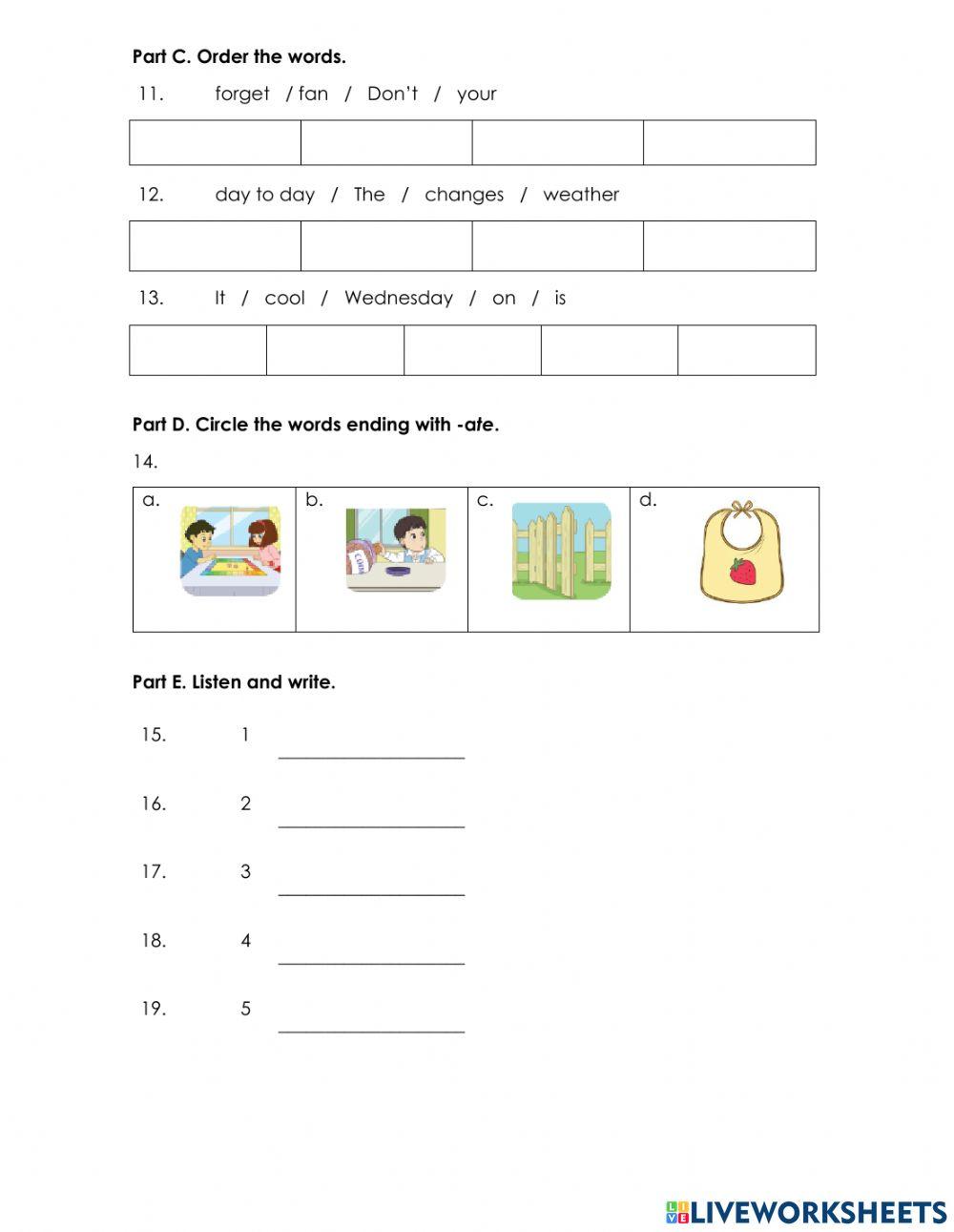 Unit 1 Third Grade -Big Show Test