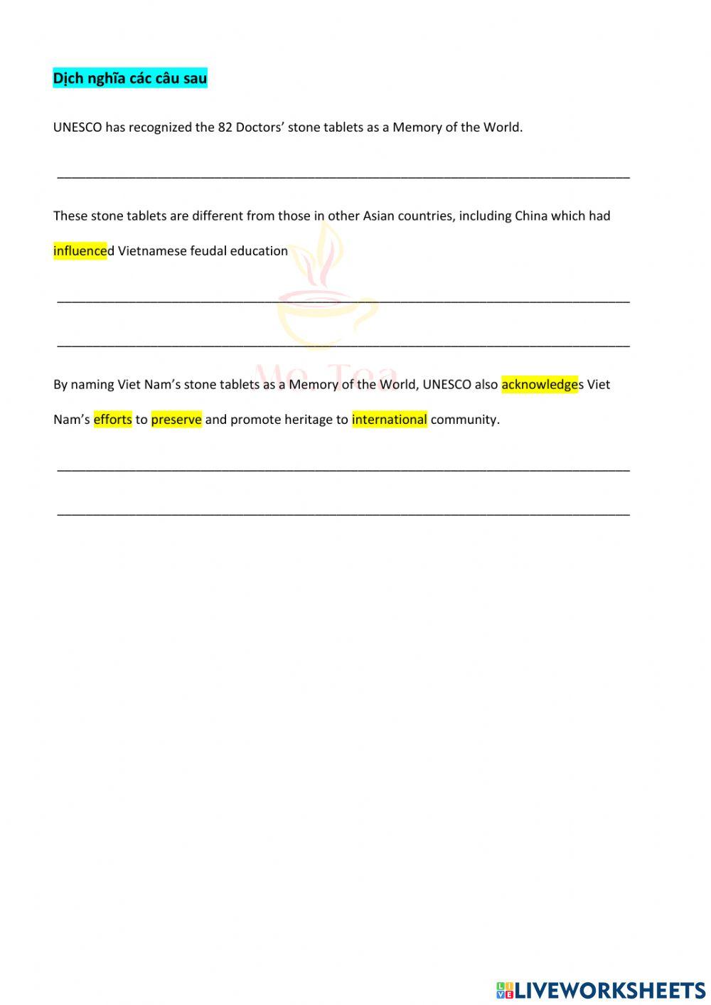 Grade 8 - Unit 6 - Bài đọc Văn Miếu