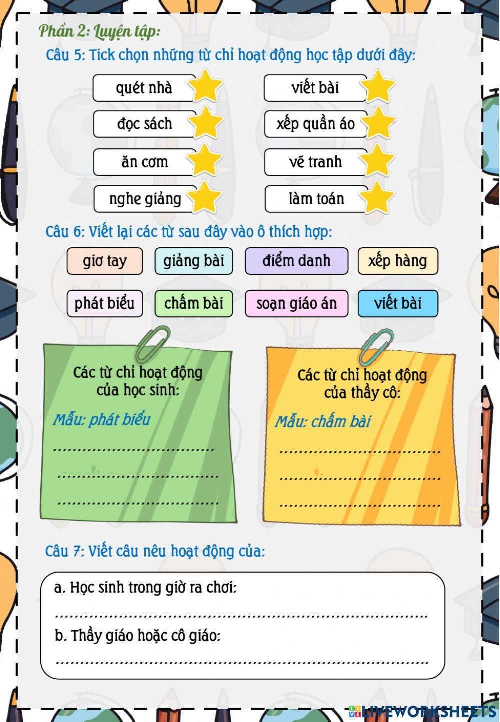 Phiếu Bài tập Tiếng Việt Tuần 5