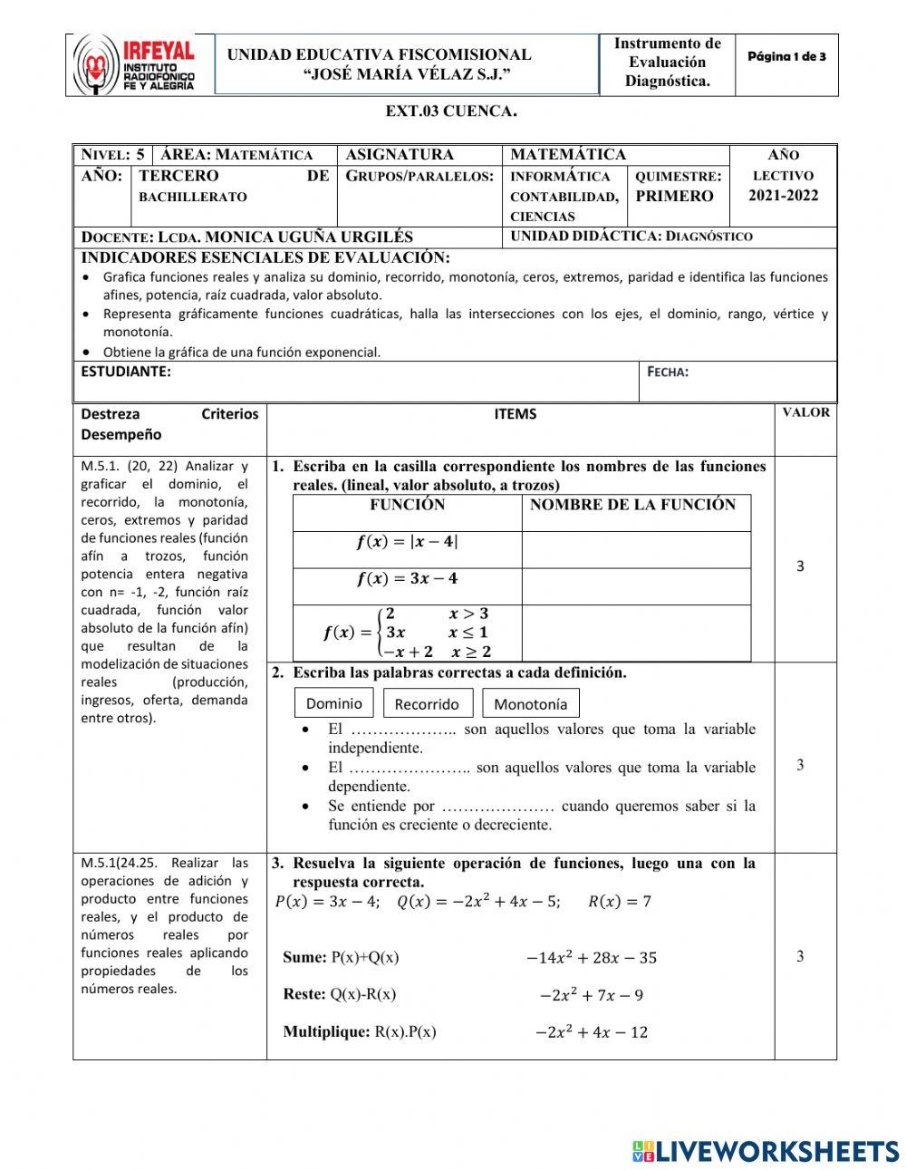 Diagnóstico tercero