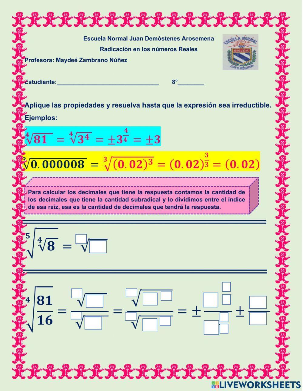 Radicación en los números reales