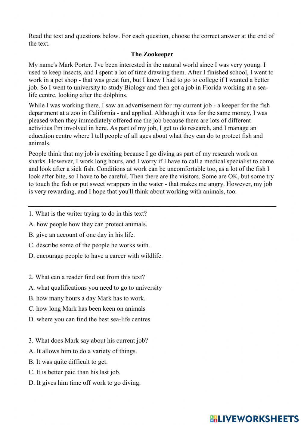 Reading about Zoo - B1