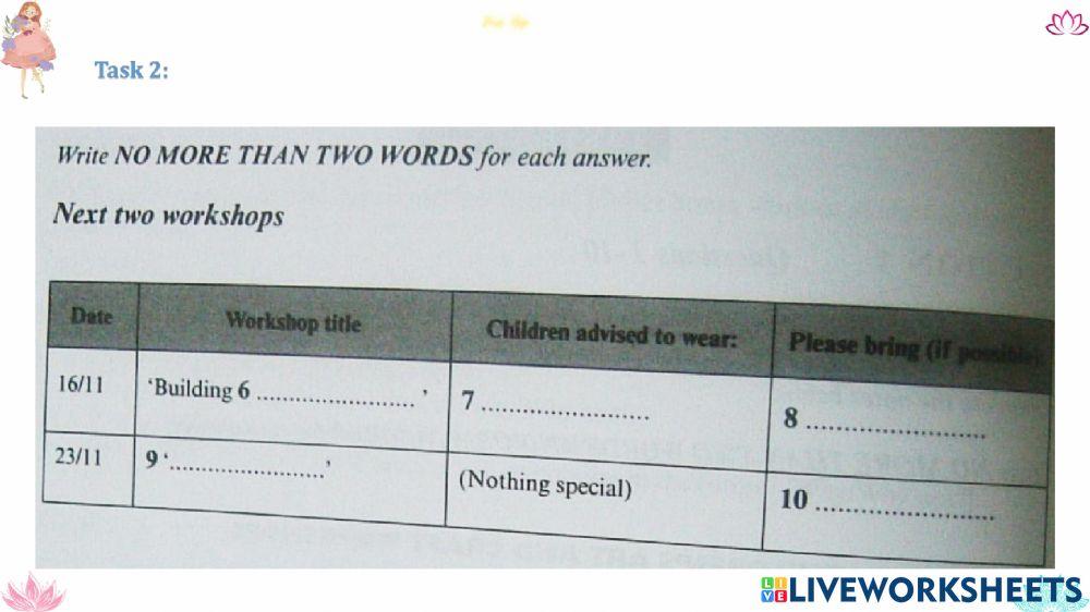 Ielts 6 test 2 section 1