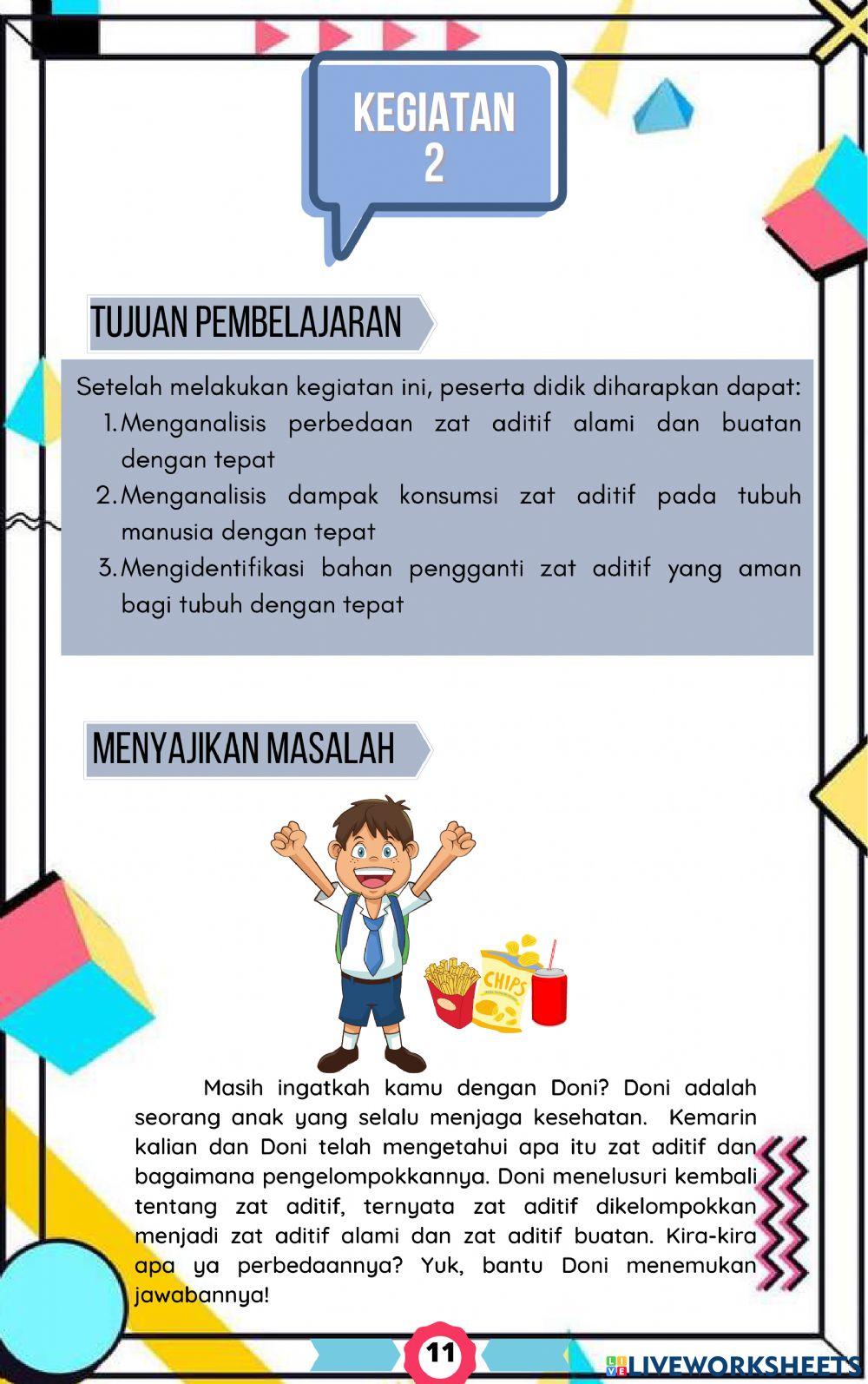 LKPD 2 Zat Aditif pada Makanan dan Minuman