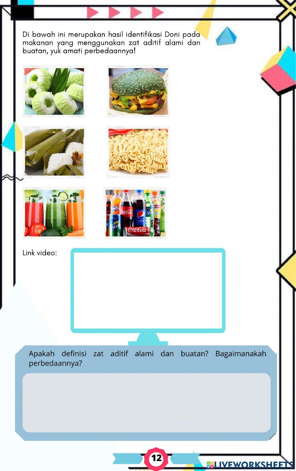 LKPD 2 Zat Aditif pada Makanan dan Minuman