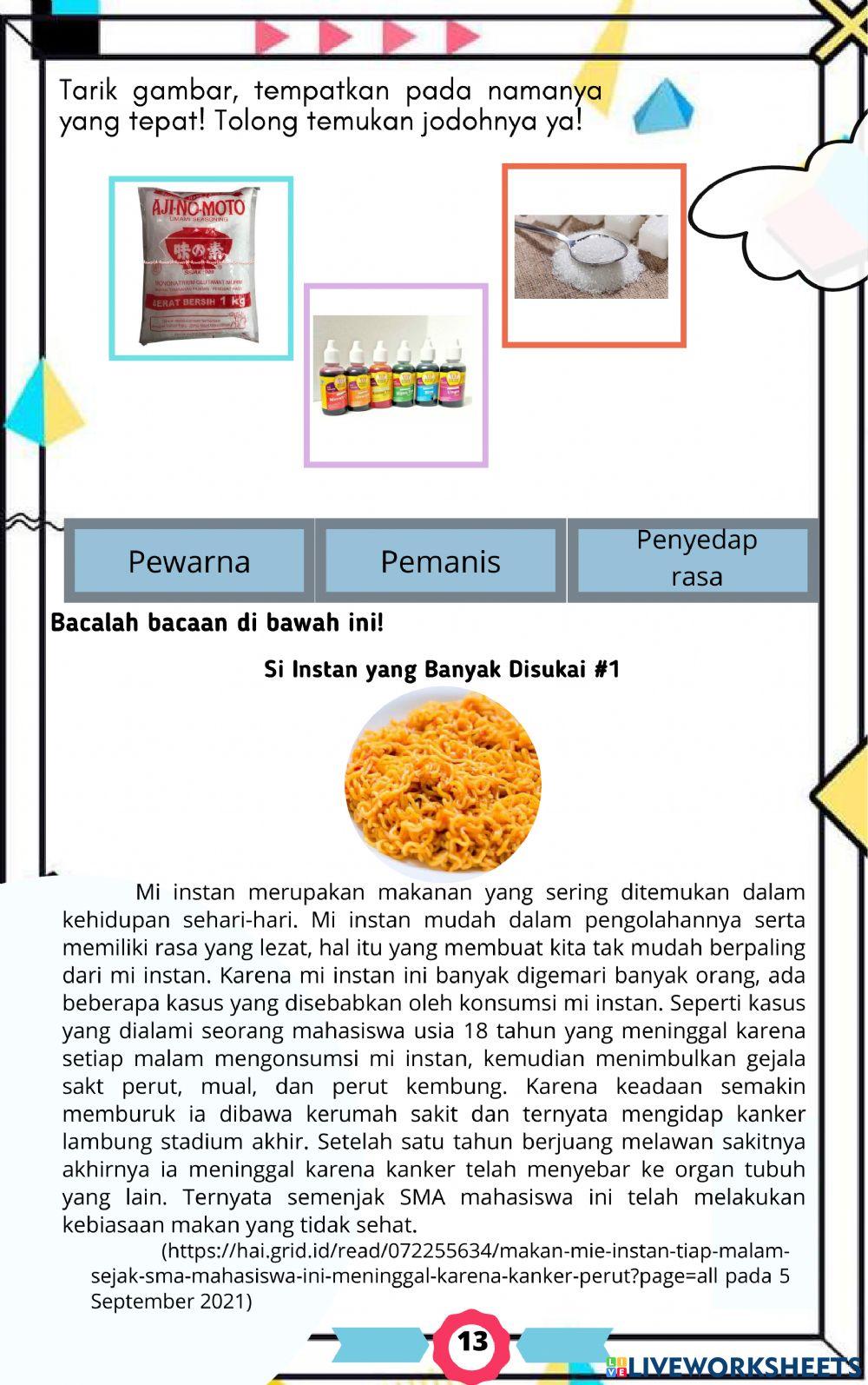 LKPD 2 Zat Aditif pada Makanan dan Minuman