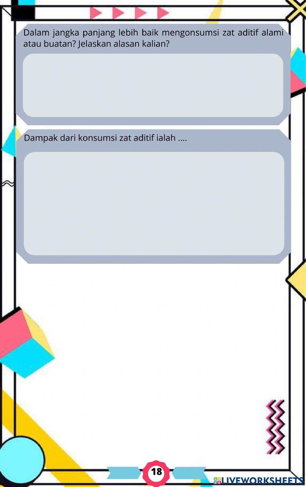 LKPD 2 Zat Aditif pada Makanan dan Minuman