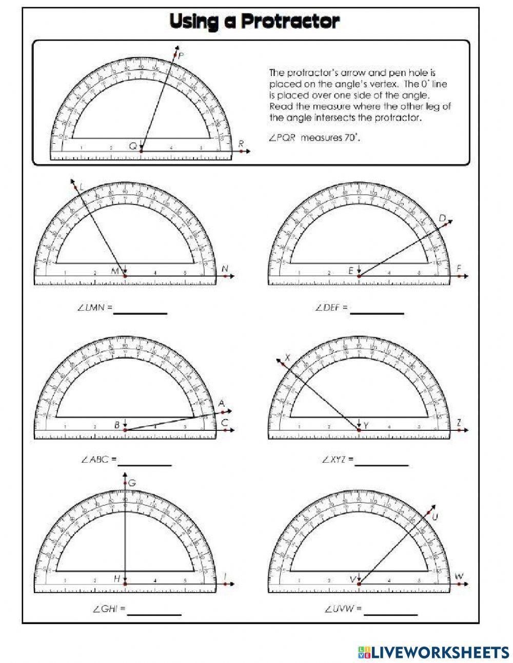 Name the angle using Protractor