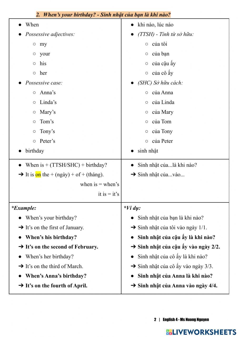 E4U4 dates (doc) (Ms Nuong Nguyen)
