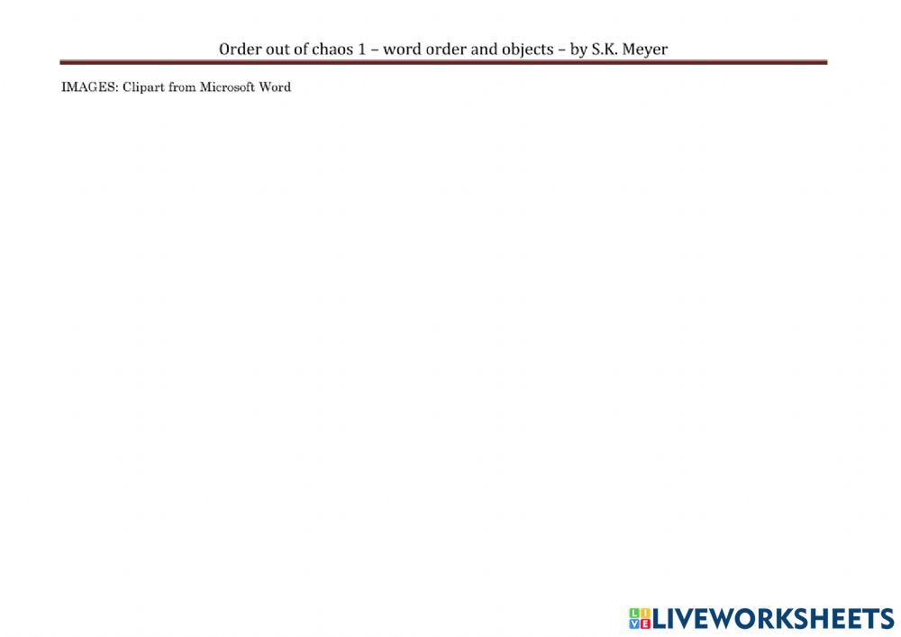 SMT-order out of chaos 1-word order with objects