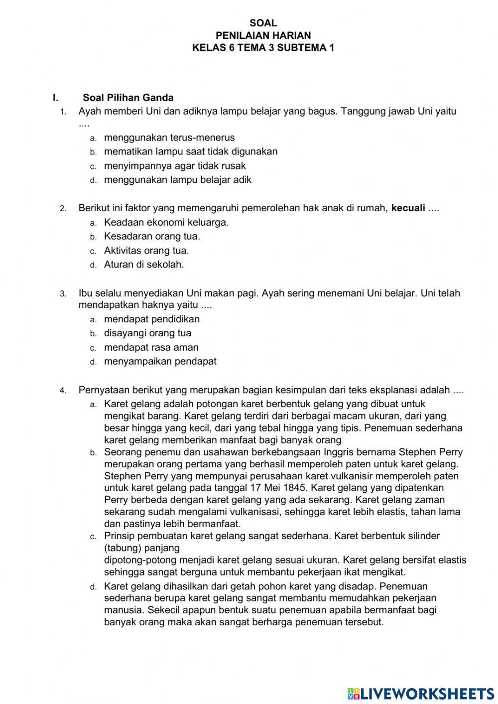 Tema 3 subtema 1 kelas 6