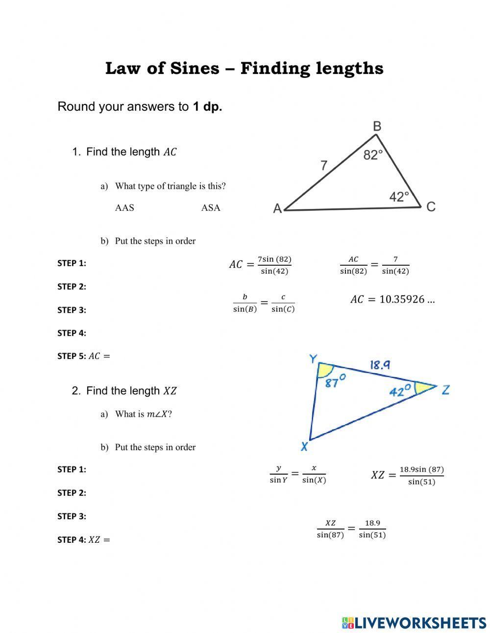 Law of Sines - finding lengths