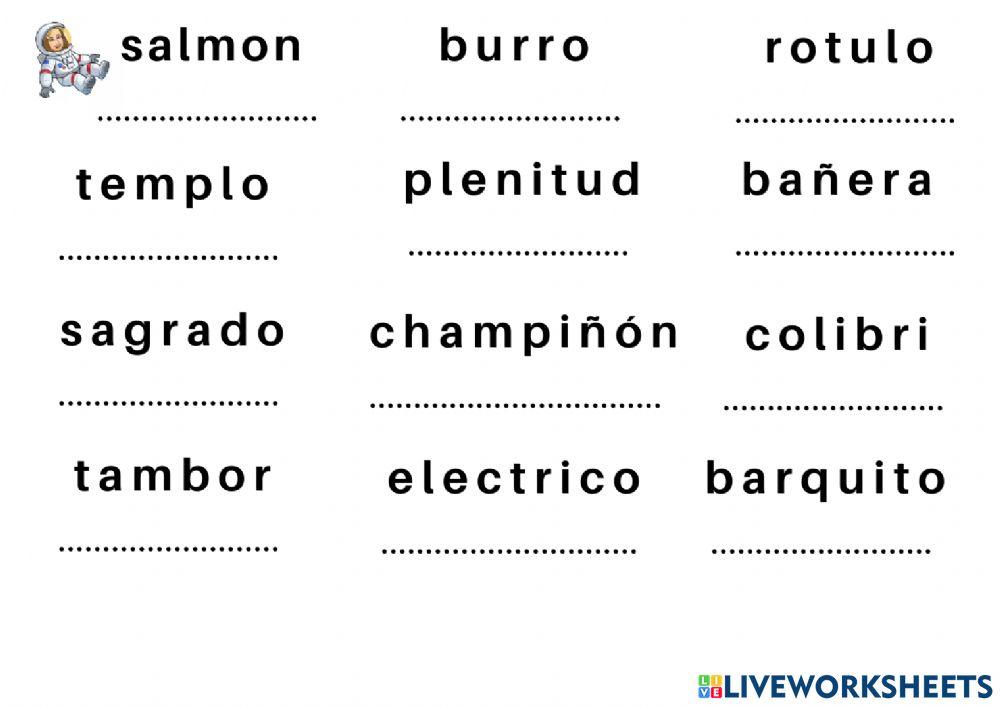 Palabras llanas (tilde)