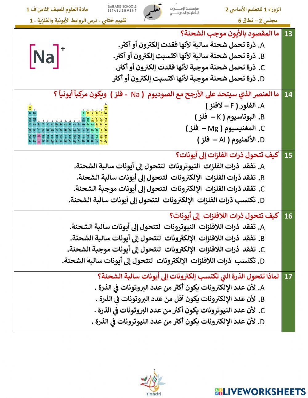 الروابط الأيونية و الفلزية 1