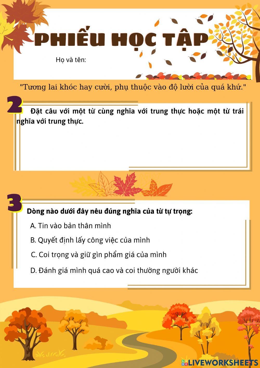 MRVT Trung thực - Tự trọng