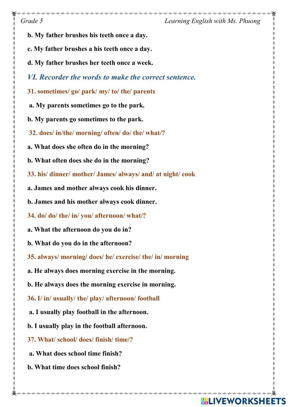 English 5 - Unit 2 - Test