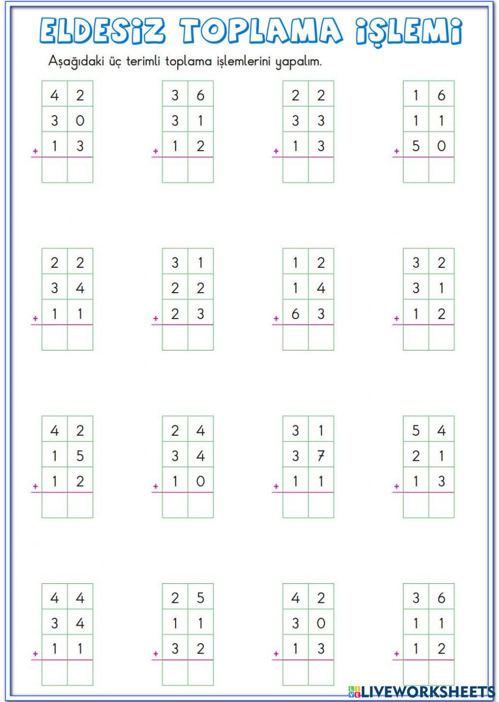 Eldesiz Toplama İşlemi