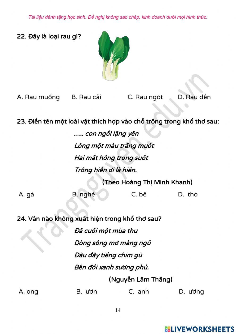 Đề thi trạng nguyên lớp 1