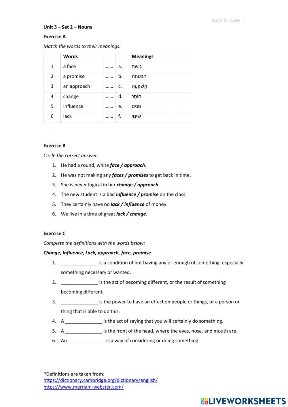 Band 3 (Core 1) - Unit 3 - Set 2