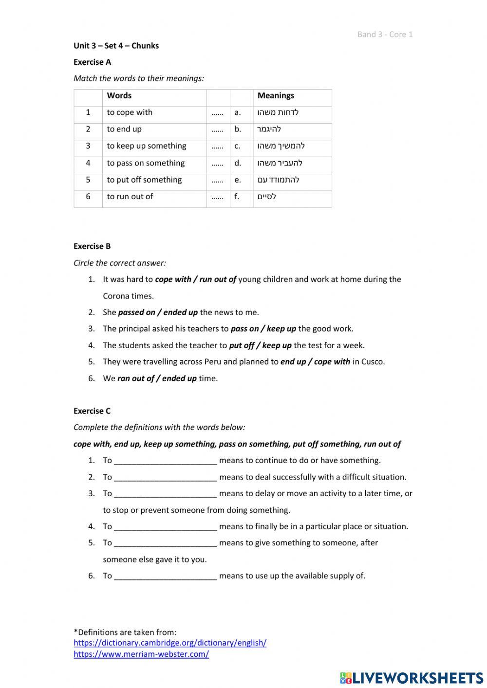 Band 3 (Core 1) - Unit 3 - Set 4